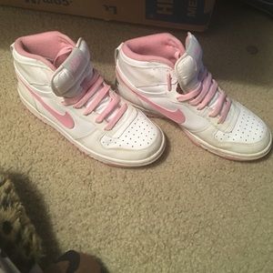White and Pink Hightop Nike