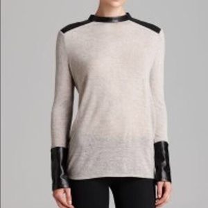 Helmut Lang leather trim angora sweater