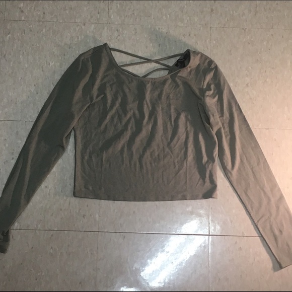 Army Green Long Sleeve Crop Top