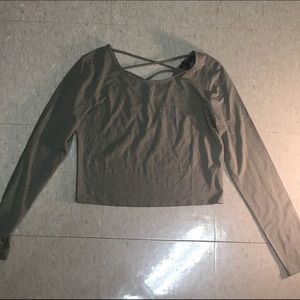 Army Green Long Sleeve Crop Top