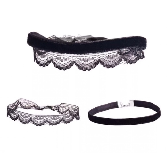 LAST (2 Pack) Velvet & Lace Chokers - Picture 2 of 4