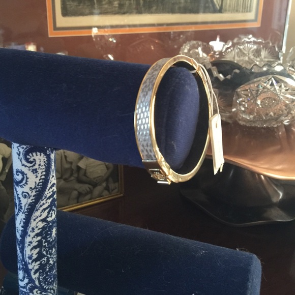 Ann Taylor snakeskin embossed gold bangle