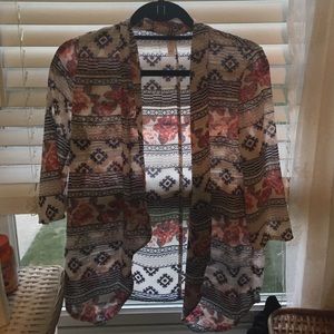 Floral and Aztec pattern cardigan