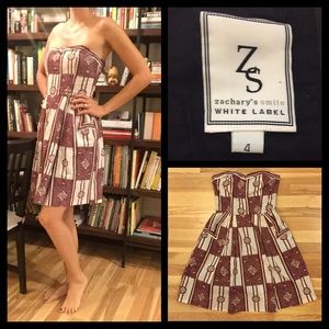 Burgundy & Cream Strapless Dress - 4