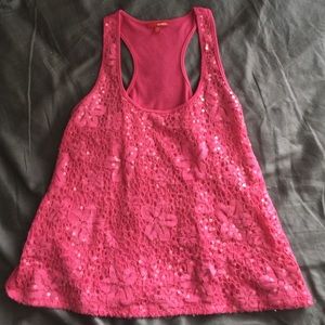 Pink Sequin Tank Top