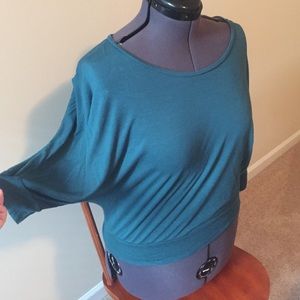 Wide neck green shirt