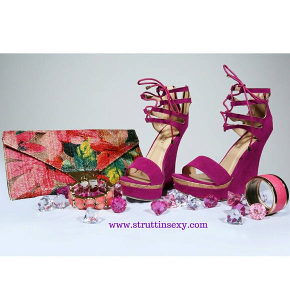 Liliana Shoes - magenta wedges FINAL SALE