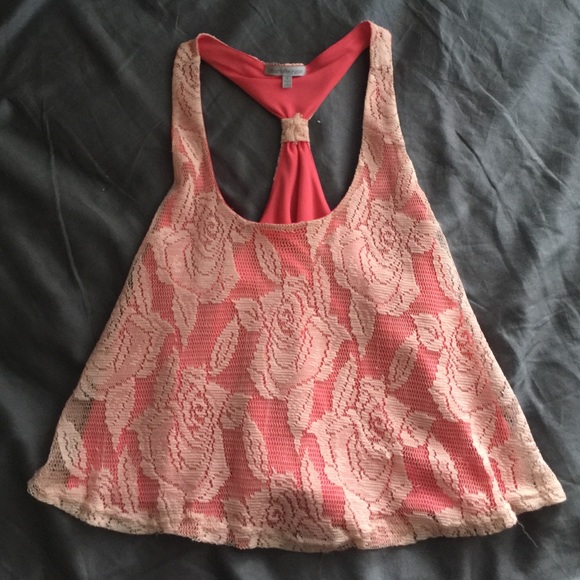 Salmon / Tan Crop Too Tank Top