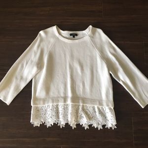 J Crew Medium white sweater w/ floral bottom