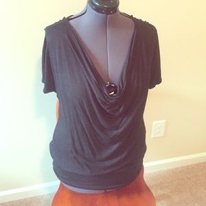 Black cow neck top