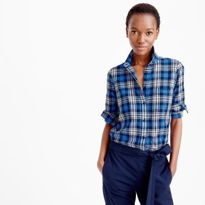J.CREW BOY SHIRT IN NAVY WEEKEND PLAID