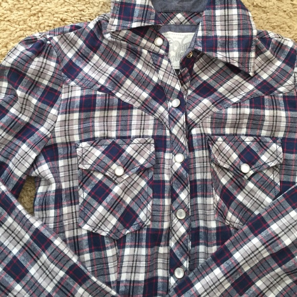Navy Plaid Top - Picture 2 of 3