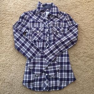 Navy Plaid Top