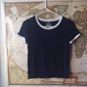 Navy blue and white tee