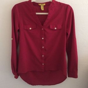 Red long sleeved blouse