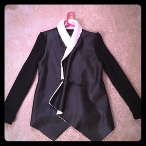 Leather mixed media jacket