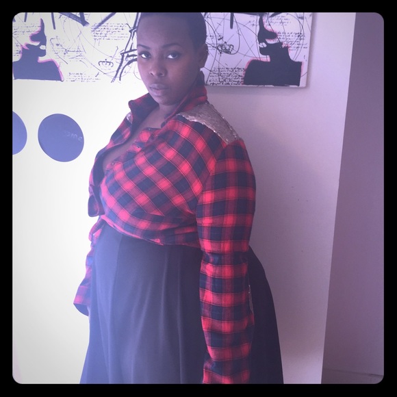 Red and gold plaid shirt