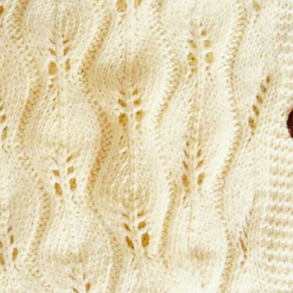 Pointelle V neck sweater cream Cardigan sweet - Picture 2 of 4