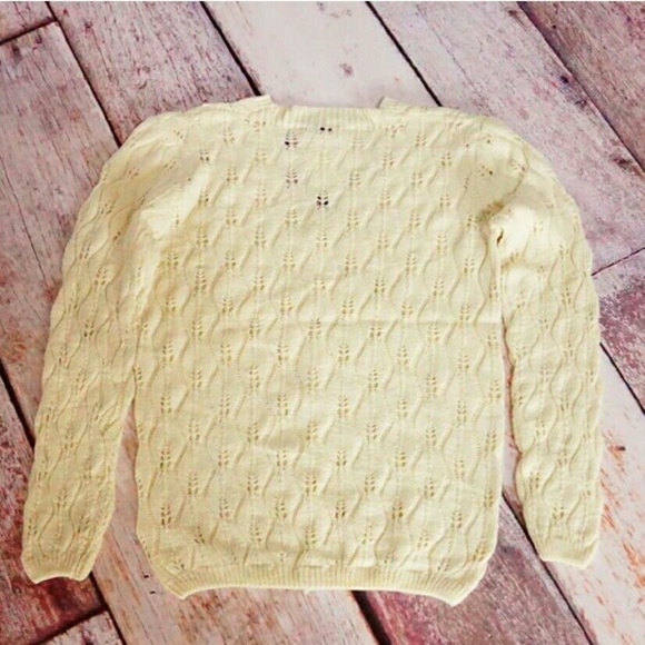 Pointelle V neck sweater cream Cardigan sweet - Picture 3 of 4