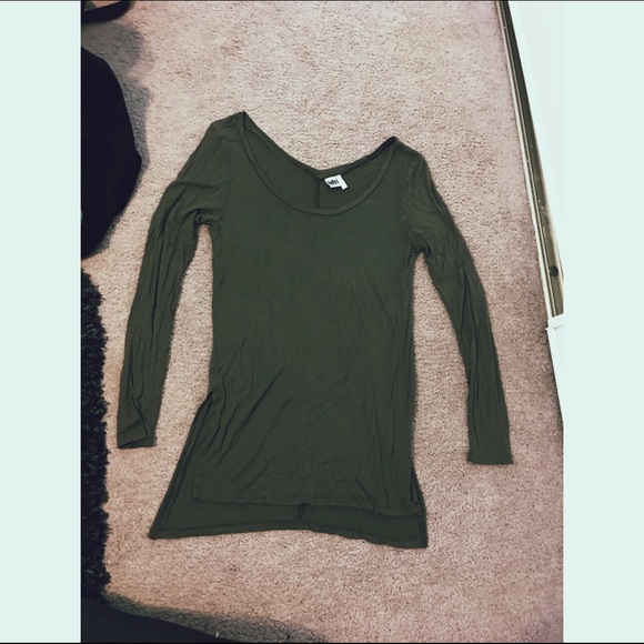 NWOT FP Camo Green Top W/ Side Slits & Hi-Low Back