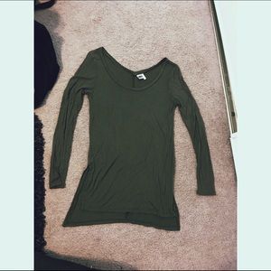 NWOT FP Camo Green Top W/ Side Slits & Hi-Low Back