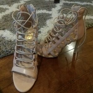 NIB Nude lace up heels