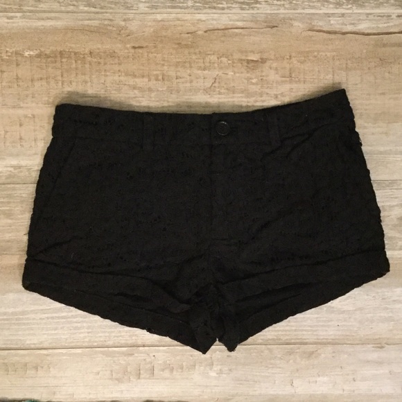 Black shorts with lace detail