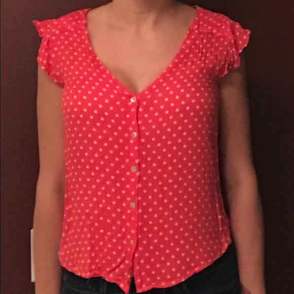 Red and White Polka Dot Blouse