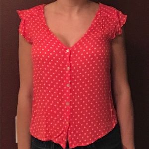 Red and White Polka Dot Blouse