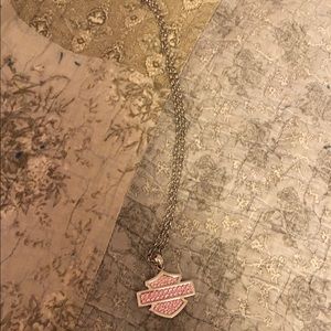 Harley Davidson symbol pink necklace