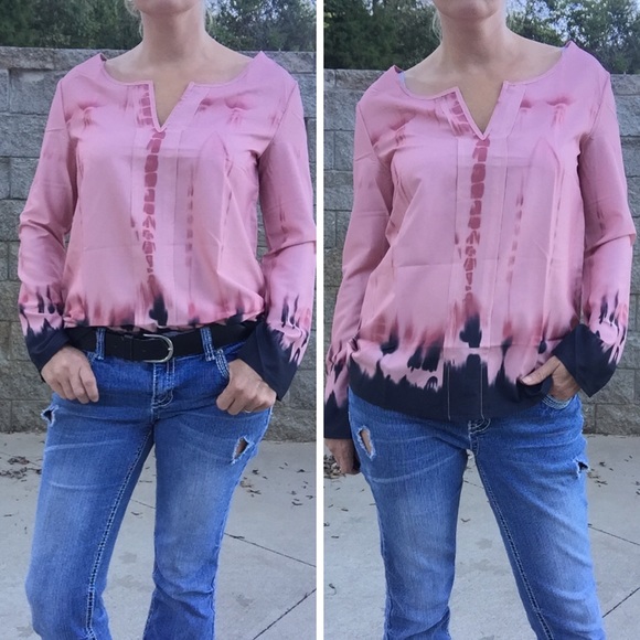 🆕 Tied Dyed Long Sleeve Blouse - Picture 2 of 4