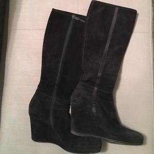 Prada suede wedge boots