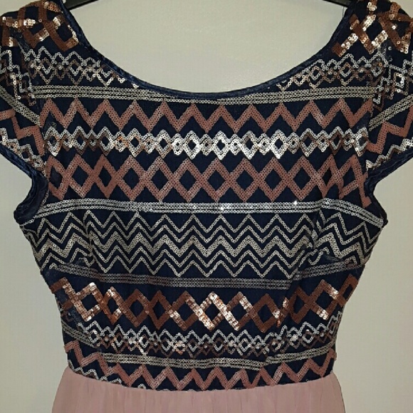 Sequin-print/Pale Pink Homecoming Dress - Picture 2 of 3