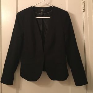 H&M collarless black blazer