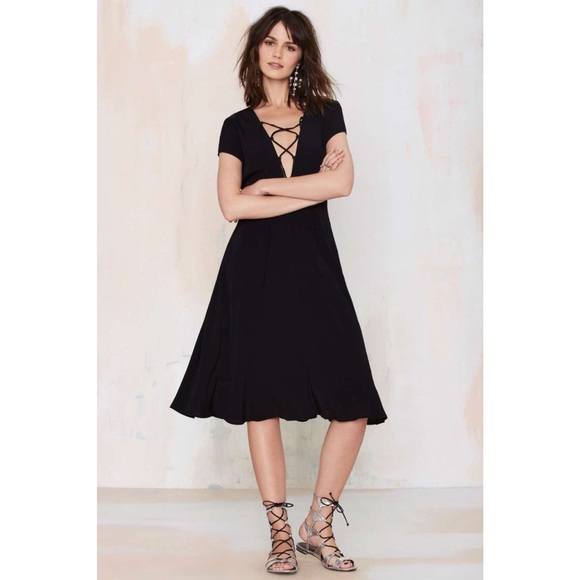 Nastygal lace up v neck dress - Picture 1 of 2