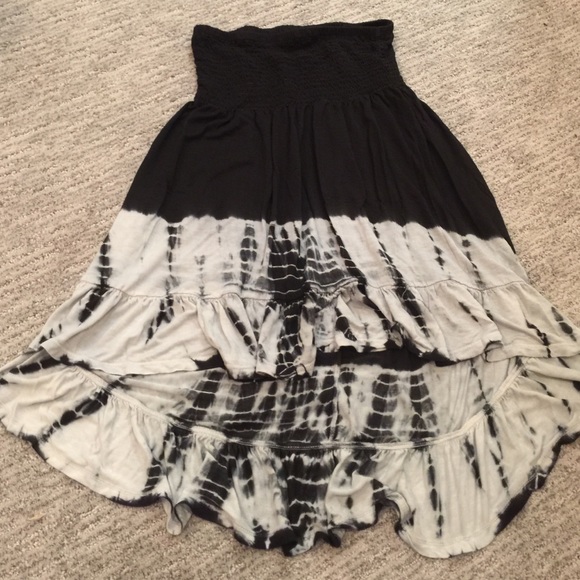 Blue and gray tie dye coverup high low