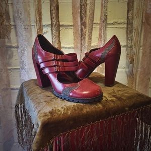 TRADE ONLY / Deep Dark Red Leather XoXo Heels 7.5