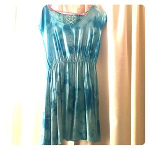 Blue tie dye dress with lace back!