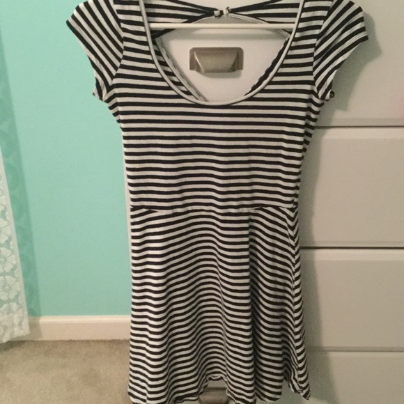 black and white striped dress