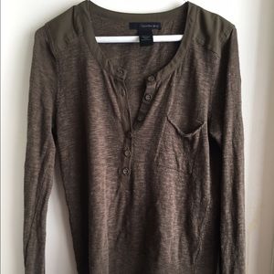 Olive Long Sleeve Shirt with buttons.