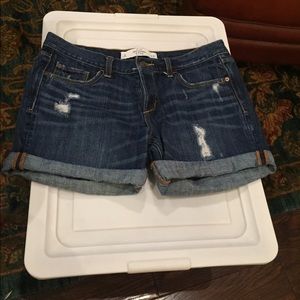 Distressed jean shorts