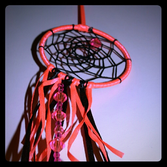 Neon pink & black small dreamcatcher DayRayDesigns