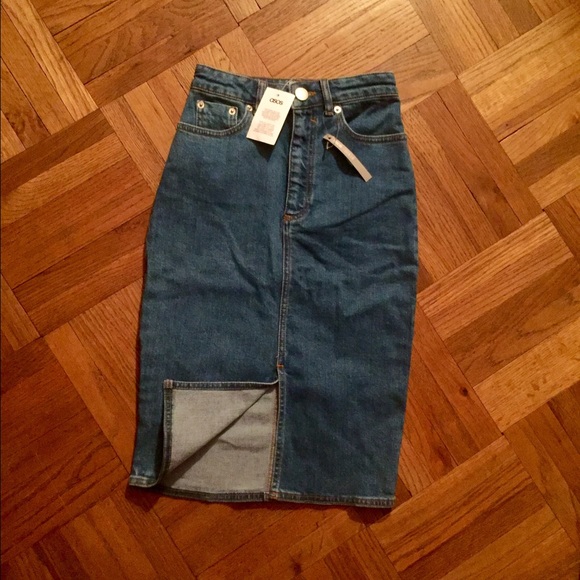 ASOS High Waist Denim Pencil Skirt