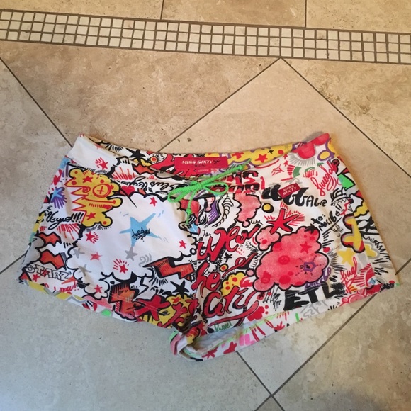 Miss Sixty graffiti print shorts