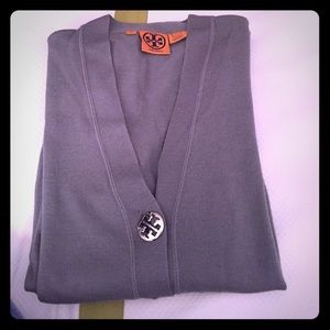 Tory Burch Grey Wool Simone Cardigan Sweater M