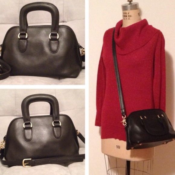 Vintage Black Leather Satchel Crossbody Doctor Bag