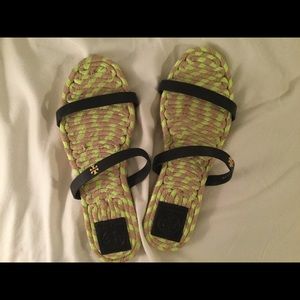 TORY BURCH 2 BAND FLAT ESPADRILLE SLIDE SIZE 7.5