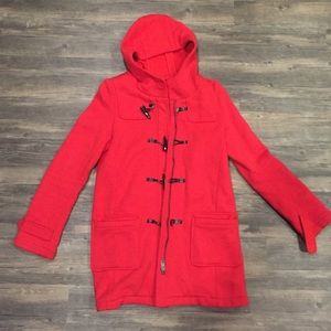 Red pea coat