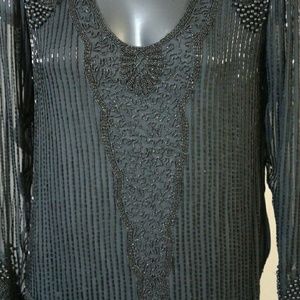 Black full length beaded evening gown