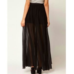 ASOS black chiffon maxi skirt